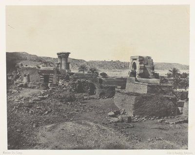 Vesnice a chrám na ostrově Beghé, západně od Philoe; Núbie, deska 81 z alba "Egypte, Nubie, Palestine et Syrie" (1852) od Maxime Du Camp
