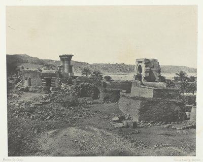 Vesnice a chrám na ostrově Béghé, západně od Philoe, Núbie, 184951, vytištěno 1852. od Maxime Du Camp