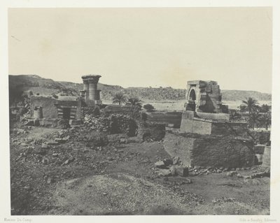 Vesnice a chrám na ostrově Beghé, západně od Philoe; Núbie, deska 81 z alba "Egypte, Nubie, Palestine et Syrie" (1852) od Maxime Du Camp