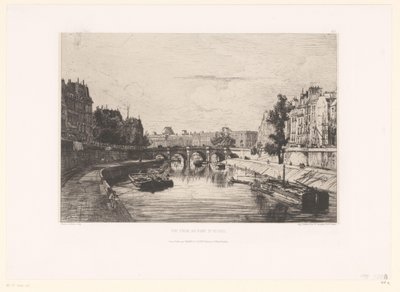 Pohled na Pont Saint-Michel v Paříži Vue prize du pont St. Michel (titul na předmětu) od Maxime François Antoine Lalanne