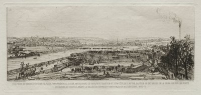 Souvenir artistiques du Siège de Paris: Cena Vue du viaduc du Pont-du-Jour..., 1870-71. od Maxime Lalanne