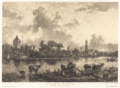 Zvířata na pastvě od Maxime Lalanne after Nicolaes Pietersz Berchem