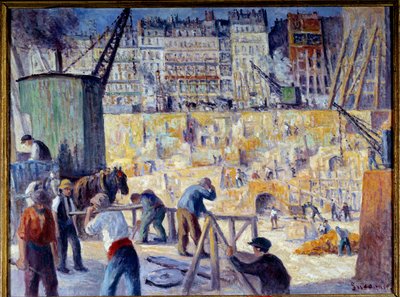 Staveniště v Paříži v roce 1912 Obraz Maximilien Luce (1858-1941) 1912 Rozm. 0,6x0,81 m Rouen, Musee des Beaux Arts od Maximilien Luce