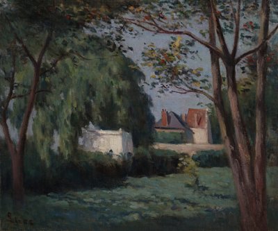 Venkovská scéna se třemi domy a stromy od Maximilien Luce