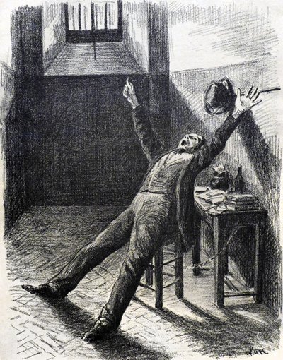 Felix Feneon (1861-1944), umělecký kritik a sběratel, ve vězení (v cele) - litografie (1894) od Maximiliena Luce (1858-1941) z knihy Jullese Vallese Mazase od Maximilien Luce
