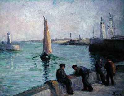 Rybáři v přístavu, kolem roku 1920 (olej na plátně) od Maximilien Luce
