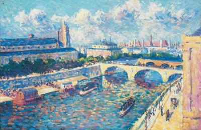 Paříž, Seina a nábřeží Mégisserie z pohledu z nábřeží Horloge od Maximilien Luce