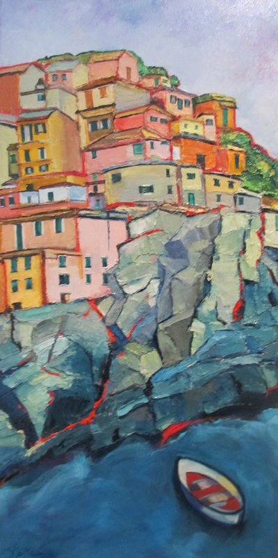 Barevné pobřeží Cinque Terre od Maxine Shore