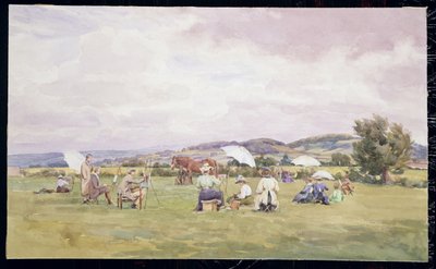 A Sketching Party na Cotswolds, cca 1910 (akvarel na papíře) od May Francis