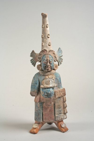 Kostýmovaná postava z Mexika, 7.-8. století (keramika, pigment) od Mayan