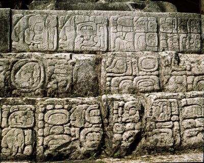 Glyfy v domě C, patio 2 v paláci od Mayan