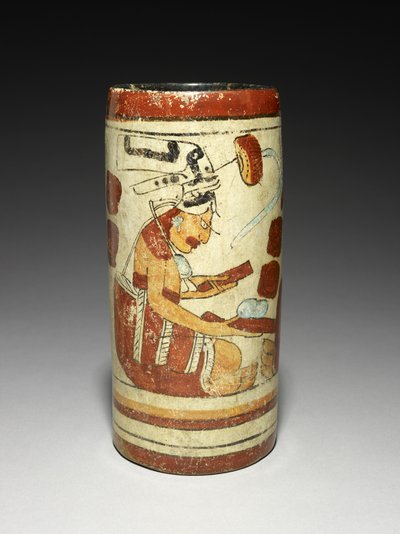 Váza s prezentační scénou, 600-900 AD (hliněné nádobí se skluzem) od Mayan