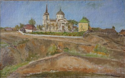 Tarkhany. Pohled na kostel archanděla Michaela, 1938 od Meer Michailovich Gokhstein