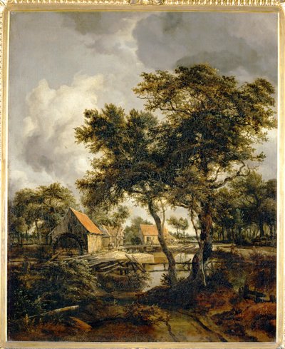 Le Moulin a eau - vodní mlýn ... od Meindert Hobbema