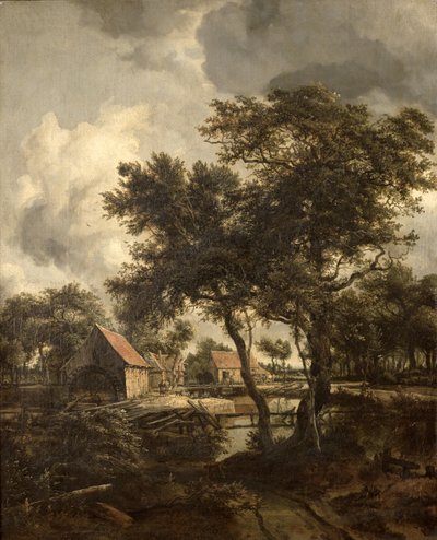 Vodní mlýn, kolem roku 1660 od Meindert Hobbema