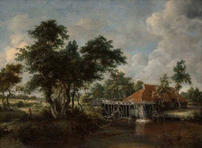 Vodní mlýn s velkou červenou střechou, 166265. od Meindert Hobbema