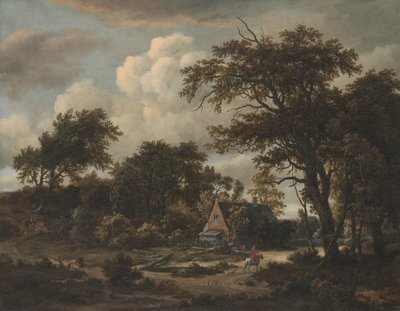 Zalesněná krajina s chalupou a jezdcem, 1663. od Meindert Hobbema