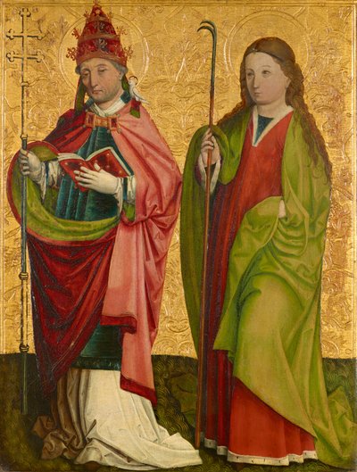 Pravé křídlo tzv. Pretschlaipferova triptychu: St. Gregor a Agathe (uvnitř); peklo Erasmus a Barbara (venku) od Meister von Großgmain (Werkstatt)