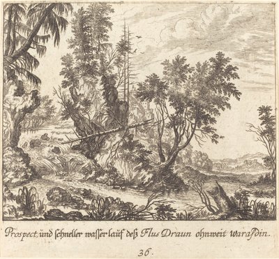 Řeka Draun od Melchior Küsel after Johann Wilhelm Baur