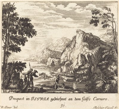 Istrie, Ovčí záliv od Melchior Küsel after Johann Wilhelm Baur