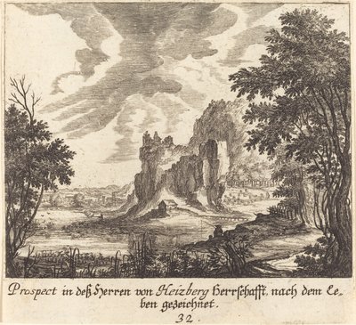 horský výhled od Melchior Küsel after Johann Wilhelm Baur