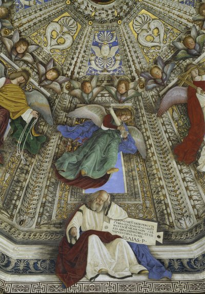 Prorok Izaiáš a anděl, kupole sakristie svatého Marka, Santuario della Santa Casa, Loreto od Melozzo da Forli
