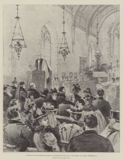 Otevření obnoveného kostela v Shernbourne HRH princem z Walesu, 24. prosince od Melton Prior