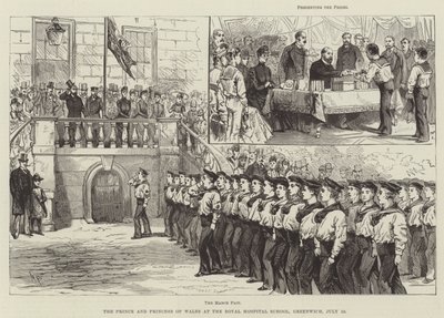 Princ a princezna z Walesu na Royal Hospital School, Greenwich, 10. července od Melton Prior