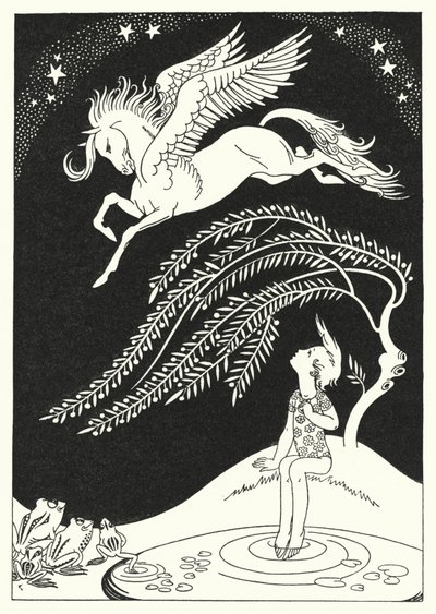 Dolů šel Pegasus v širokých širokých kruzích (barva litho) od Merlyn Mann
