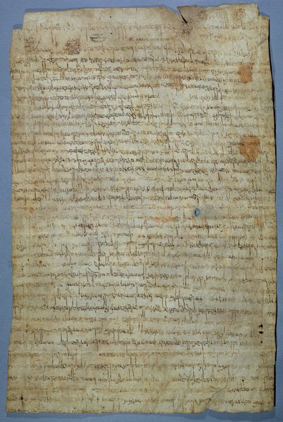 Dokument napsaný Wadomirem (Uuademir) a jeho manželkou Ercambertou, kolem 690-691 (pero a inkoust na pergamenu) od Merovingian