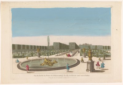 Pohled na fontánu ze zahrady paláce Schwarzenberg nedaleko města Vídně Vue du jardin du prince de Schwarzenberg du côte du bassin kolem vers le palais (titul na objektu) od Mesard