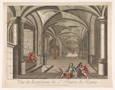 Pohled do interiéru věznice Mamertine v Římě Vue de la vězení St. Pierre de Rome (název na předmětu) od Mesard