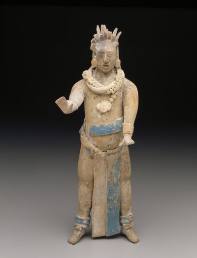 Figurka: Stojící muž, pozdní klasické období, 650–900 n. l. (keramika a barva) od Mesoamerican Mesoamerican