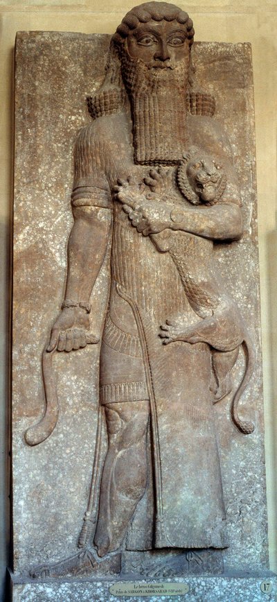 Mezopotámie: „“Socha Sargona ovládajícího lva“““ řekl „“Gilgameš““ Soud Khorsabad (Khunsabad) 8. století. Paříž, muzeum Louvre od Mesopotamian Mesopotamian