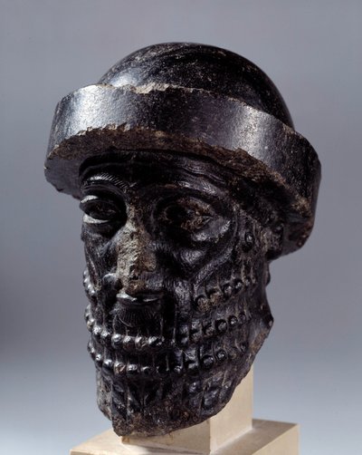 Mezopotámie: hlava vyřezaná v dioritu zvaném Hammurabi. Ze Susa. Ztlumit. 0,15x0,1m. Paříž, muzeum Louvre od Mesopotamian Mesopotamian