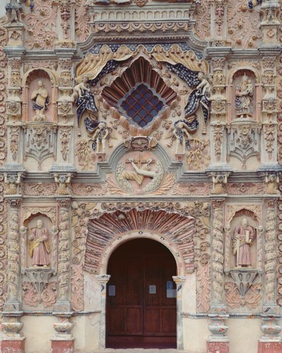 Fasáda františkánského misijního kostela svatého Františka, 1754-62 od Mexican School