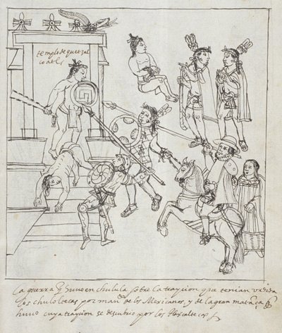 Ms Hunter 242 f.256r Evangelical Battle, z Historia de Tlaxcala od Diega Munoze Camarga od Mexican School