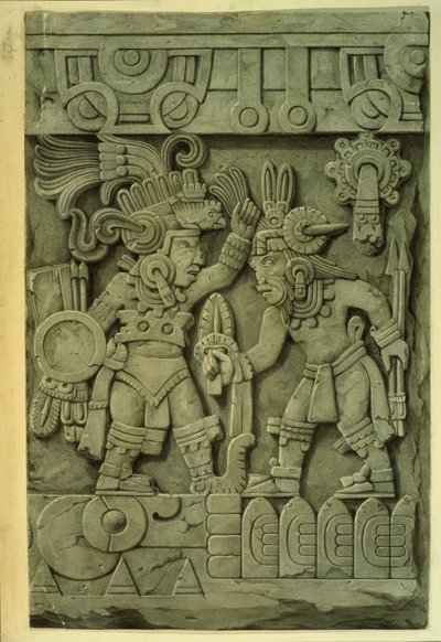 Kámen Tizoc (barevná litografie) od Mexican School