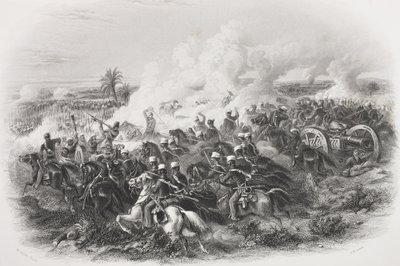 Bitva u Moodkee, 1845, vyryl C.H. Jeens, z 