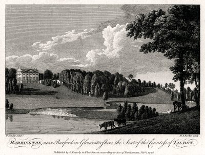 Barrington, poblíž Burford v Gloucestershire, sídlo hraběnky z Talbot, 1776 od Michael Angelo Rooker