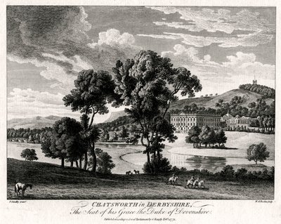 Chatsworth v Derbyshire, sídlo jeho milosti vévody z Devonshire, 1775 od Michael Angelo Rooker