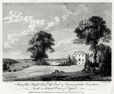 Sídlo ctihodného hraběte z Harcourt v Nunehamu, s dalekým výhledem na Oxford, 1775. od Michael Angelo Rooker