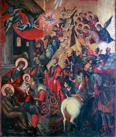 Ikona Klanění tří králů, 16. století od Michael Damaskinos