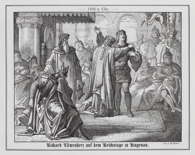 Anglický král Richard I. v Hagenau během svého zajetí v rukou císaře Svaté říše římské Jindřicha VI. od Michael Echter
