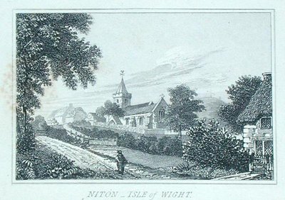 Niton Church, Isle of Wight, ze zápisníku Michaela Faradaye (rytina) od Michael Faraday