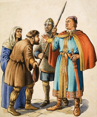 Jindřich II. vyslechne stížnost pokorného poddaného od Michael Godfrey