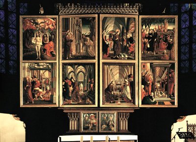Wolfganga, zavřená dvojice vnitřních okenic. 8 výjevů (malba) od Michael Pacher
