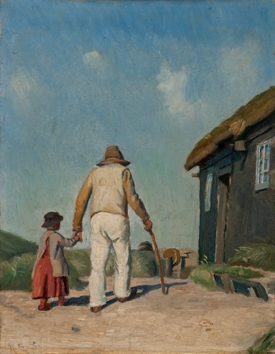 Slepý Christiane, studuj (olej na palubě) od Michael Peter Ancher