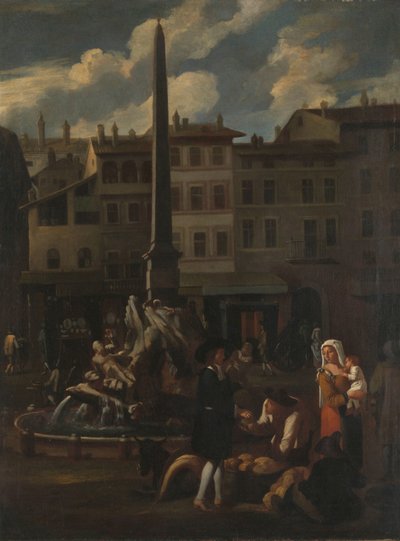 Trhová scéna v Římě, Piazza Navona od Michael Sweerts (manner of)