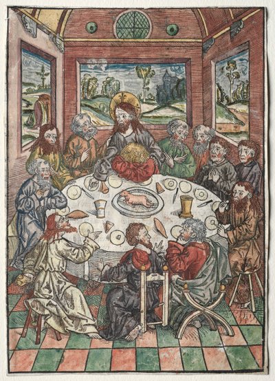 Strážce pokladu: Poslední večeře, 1491. od Michael Wolgemut